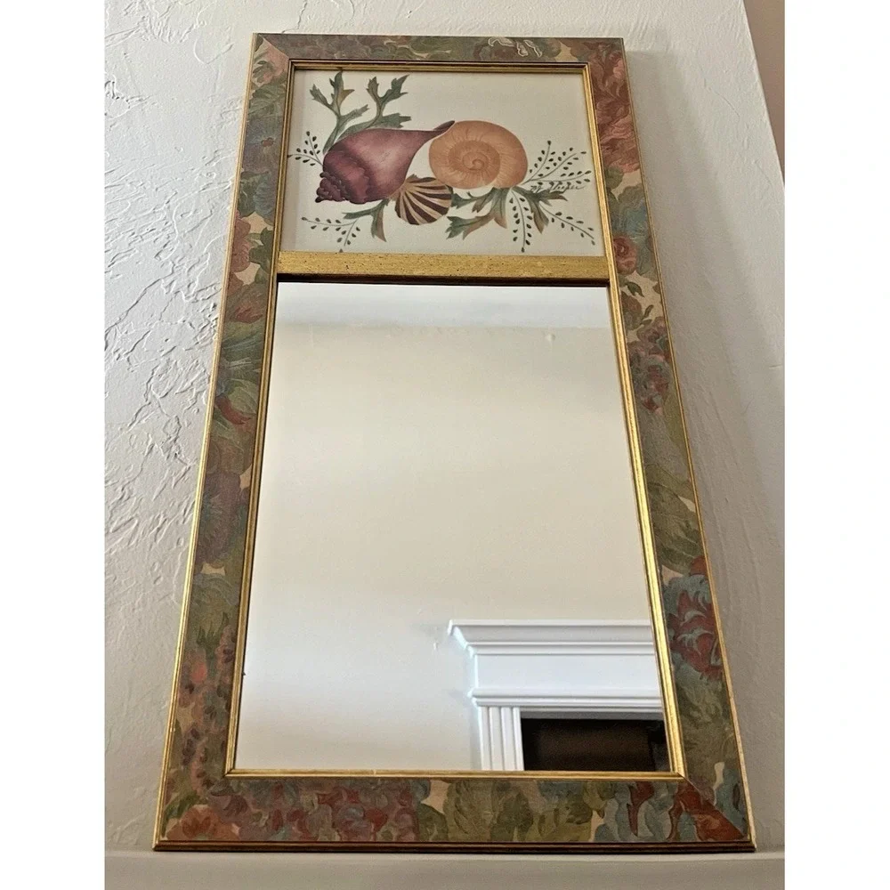 B.J. Sleeper Framed Theorem Painting Shells Seaweed Signed Mirror Vintage 21x11